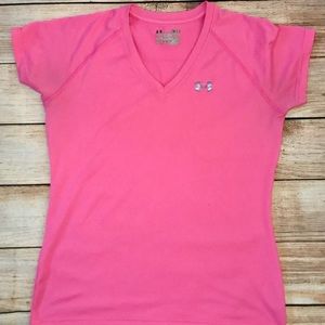 Under Armour Pink HeatGear Semi-Fitted v-neck Top